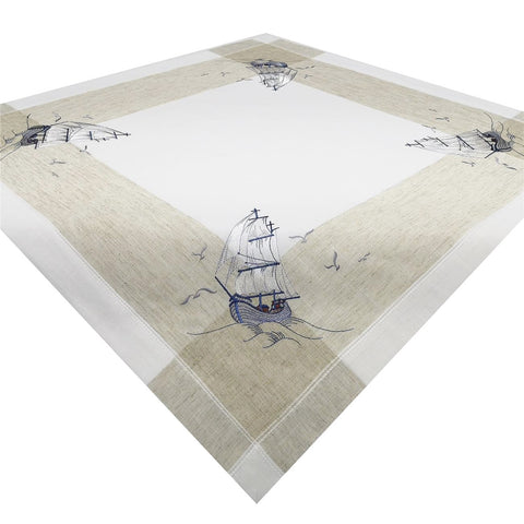 Bestickte Decke "Schiff"