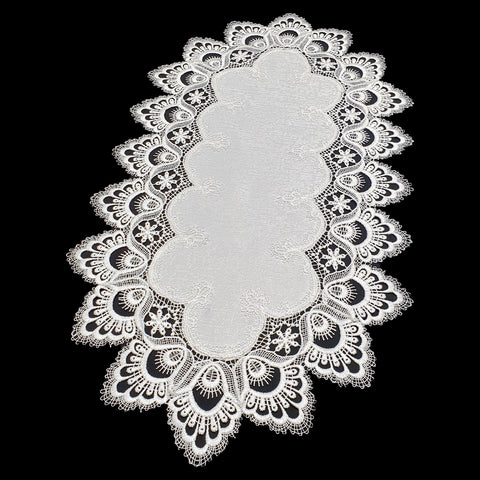 Spitzentischdecke Weiß "Retro"