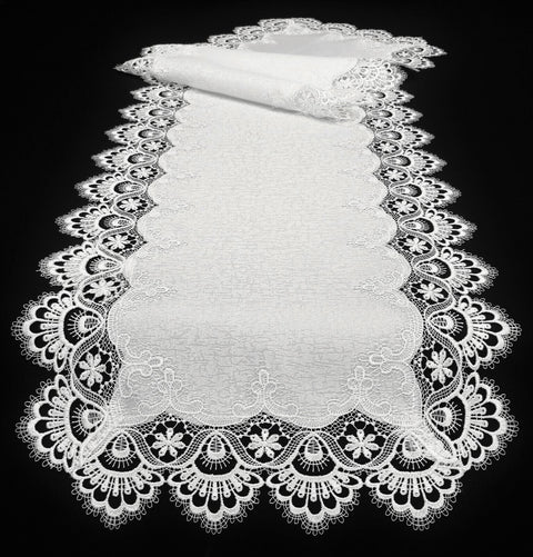 Spitzentischdecke Weiß "Retro"
