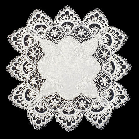 Spitzentischdecke Weiß "Retro"