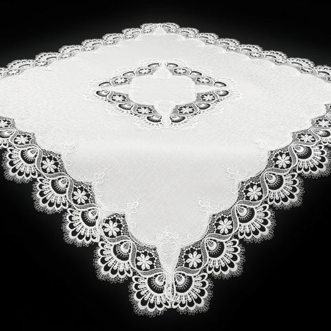 Spitzentischdecke Weiß "Retro"