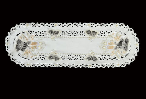 Spitzendecke "Weihnachten Beige"