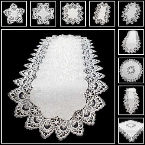 Spitzentischdecke Weiß "Retro"